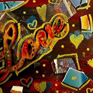 Mixed media wall art "Love" ready to hang BRAND New